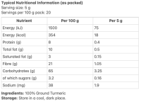 Turmeric nutrition info GUDGU Turmeric Powder 100g