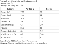 GUDGU Coarse Black Peppercorns 100g