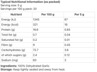 garlic powder nutrition table GUDGU Garlic Powder 100g